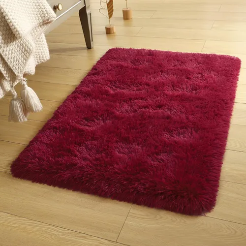 Vista 7 de DETUM Alfombra pequeña de 2 x 3 pies para dormitorio, Kicthen entrada, pasillo, lavable, antideslizante, color borgoña, alfombras de felpa