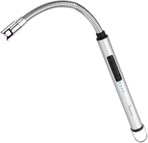 Vista 19 de Encendedor de velas eléctrico SUPRUS USB tipo C recargable, con carcasa de acero y gancho para colgar con cuello flexible de 360° (negro)