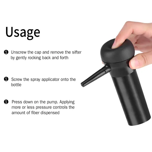 Vista 3 de Aplicador de fibra capilar, boquilla pulverizadora de fibra capilar, herramientas para engrosar el cabello, hombres y mujeres para boquilla