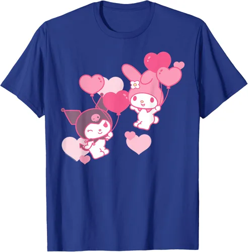 Vista 26 de Camiseta de My Melody y Kuromi con corazones del Día de San Valentín Negro