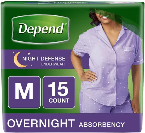 Vista 3 de Medium Overnight Depends Women - Ropa interior para incontinencia de defensa nocturna, color morado