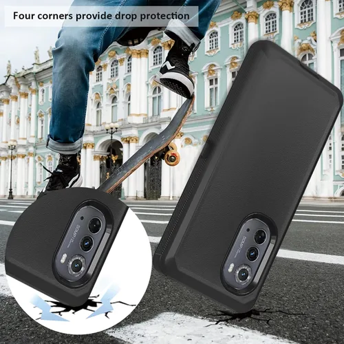 Vista 5 de Funda compatible con Motorola Edge (2022), con funda de clip para cinturón, resistente, resistente, a prueba de golpes, protección de cuerpo Negro