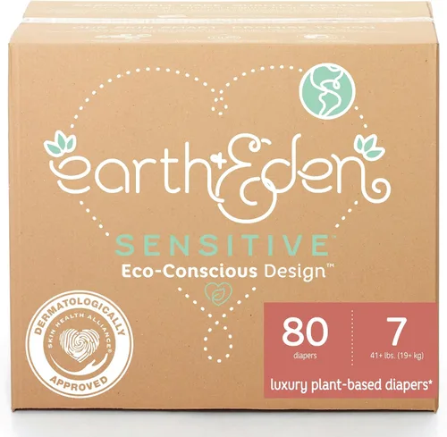Vista 11 de Earth & Eden Sensitive Pañales ecológicos e hipoalergénicos Talla 1 176 unidades Respetuoso con el medio ambiente, hipoalergénico, sin