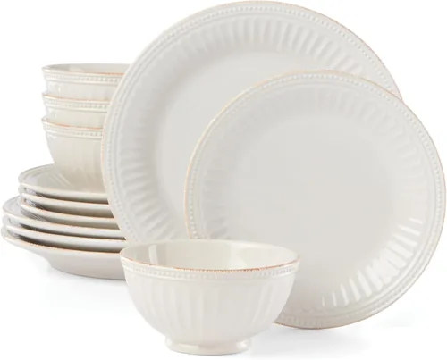 Vista 18 de Lenox 897388 French Perle Groove - Juego de vajilla de 12 piezas, servicio para 4