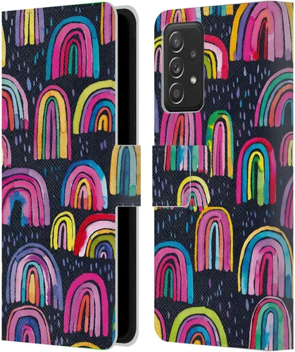Vista 99 de Head Case Designs Officially Licensed Ninola Brushstrokes Black Summer Patterns Leather Wallet Case Compatible with Samsung Galaxy A07 4G