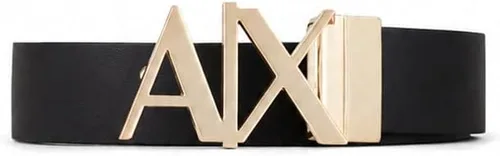 Vista 7 de Armani Exchange Cinturón de bisagra reversible con hebilla dorada para hombre Halcón Negro
