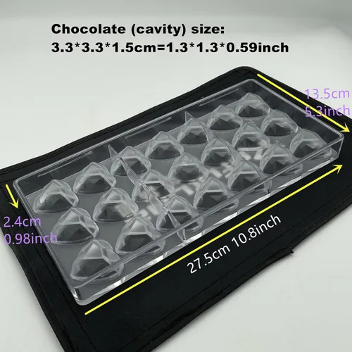 Vista 2 de Goldbaking Molde de chocolate con forma de corazón de diamante Bandeja de caramelo de policarbonato