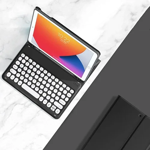 Vista 18 de Funda para teclado Galaxy Tab S6 Lite 2024/2022/2020 con soporte para bolígrafo S, funda magnética desmontable para teclado con teclas redondas