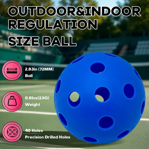 Vista 3 de 6 -Pack Pickleball Balls, 26 Holes Outdoor Pickleballs, High Elasticity & Durable Pickle Balls for All Style Pickleball Paddles Indoor Pickleballs