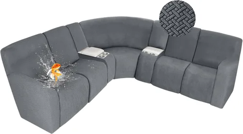 Vista 10 de ALIECOM Fundas 100% impermeables para sofá seccional reclinable, forma de L, elásticas, para esquina, funda para sofá seccional reclinable, lavable