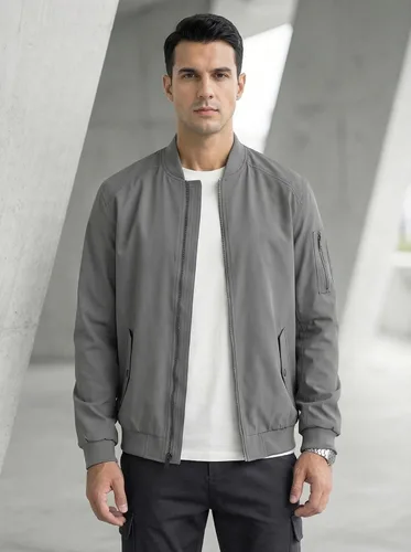 Vista 3 de TBMPOY Men's Bomber Jacket Lightweight Spring Windbreaker Light Casual Stylish Fashion Fall Zip up Coats With Pockets
