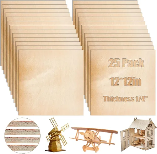 Vista 8 de Juexica 1 Pcs 6 mm Birch Plywood 12 x 12 in Craft Wood Unfinished Plywood Sheets for DIY Projects Wood Engraving Burning Drawing Painting Laser