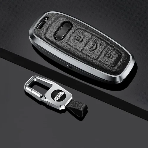 Vista 3 de SANRILY Funda de llave para Audi 2020 2021 de cuero de metal, Negro