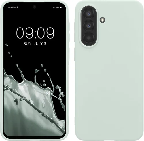 Vista 87 de kwmobile Funda compatible con Samsung Galaxy A12 - Funda protectora de silicona TPU suave y delgada - Azul Báltico
