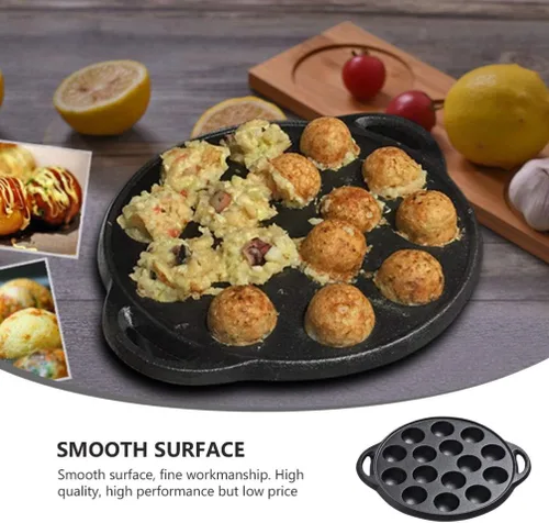 Vista 5 de Cabilock Mini moldes para tartas de hierro fundido Caracol Escargot Plate 15 agujeros de compartimiento molde negro para panqueques