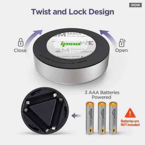 Vista 5 de IPOW Paquete de 5 luces LED inalámbricas de noche con pilas, lámpara táctil adhesiva para armarios, encimeras o cuartos de servicio, luz táctil