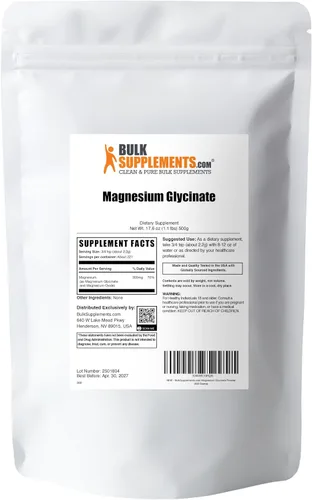 Vista 6 de Glicinato de magnesio puro en polvo BulkSupplements, 1