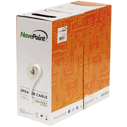 Vista 4 de NavePoint Cable de altavoz de audio de pared de 100 pies CL2 14/2 AWG calibre 2 conductores a granel transparente