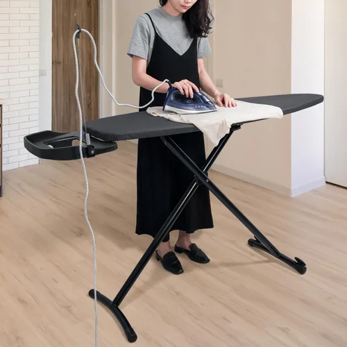 Vista 7 de Duwee Tabla de planchar de 18 x 48 pulgadas con soporte de hierro retráctil, tabla de planchar extra ancha tamaño matrimonial, cubierta resistente
