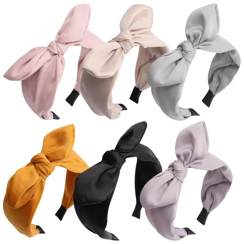 Vista 20 de Jaciya Paquete de 6 diademas de plátano con lazo, diademas blancas de verano con lazo anudado para mujer, accesorios para el cabello de fiesta