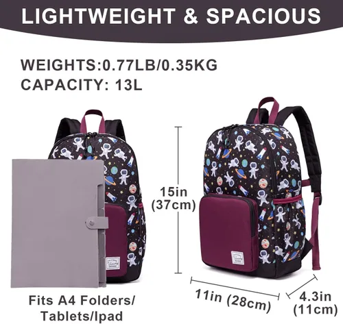 Vista 2 de VASCHY - Mochila preescolar para niños y niñas liviana resistente al agua con correa en el pecho