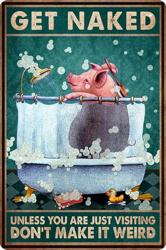 Vista 9 de Divertido letrero de metal para decoración de conejo, póster de arte de pared de baño, decoración retro para el hogar, para amantes de los conejos