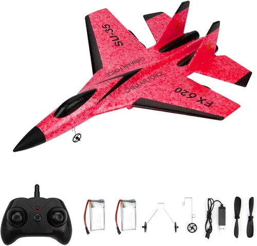 Vista 10 de GoolRC Avión FX620 RC, avión de control remoto de 2.4 GHz, avión RC de 2 canales, modelo de avión EPP planeador RC SU-35 con giroscopio de 3 ejes