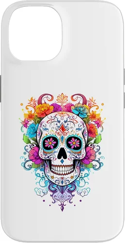 Vista 4 de Halloween Sugar Skull Flower Calavera Dia De Los Muertos Case for iPhone 17
