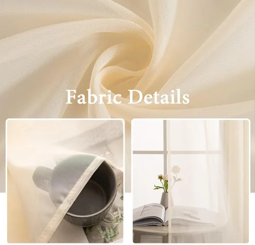 Vista 52 de MIULEE Cortinas Transparentes Laterales para Puerta Francesa con Filtrado de Luz, Tratamiento de Ventana, 2 Paneles de 25 x 40 Pulgadas con Beige