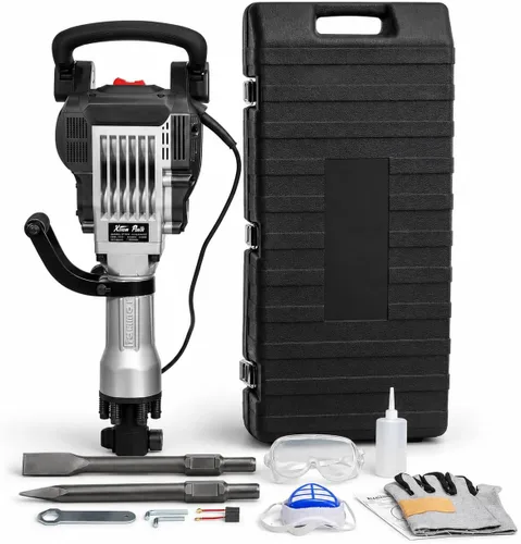 Vista 7 de XtremepowerUS - Martillo eléctrico de demolición Pro-series de 2200 W, rompedor de concreto con cincel plano y punta de cincel con estuche