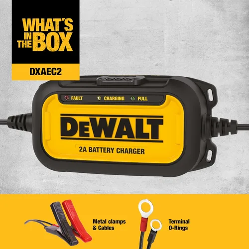 Vista 3 de DEWALT DXAEC2 Cargador y Mantenedor de Batería Automotriz de 2 Amperios Profesional