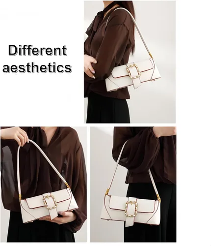 Vista 6 de Bolsos de mano Bolso de hombro para las mujeres lindo pequeño hobo bolsos de noche para mujeres negro en uso diario