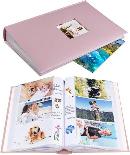 Vista 13 de 1DOT2 Álbum de Fotos 4x6 Capacidad para 402 Fotos con Bolsillos Deslizantes con Memo, Libro de Fotos, Cubierta de Lino, Álbumes de Fotos con Espacio