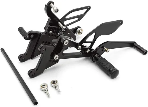 Vista 2 de Krace Juego de estriberas delanteras para motocicleta, reposapiés, pedales de cambio de freno, totalmente ajustables, apto para Yamaha YZF R6