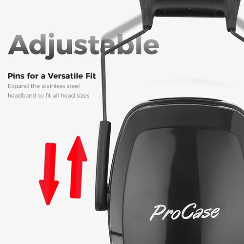 Vista 2 de ProCase - Orejeras con cancelación de ruido SNR 33dB, auriculares de protección auditiva para adultos, orejeras insonorizadas para trabajo, corte