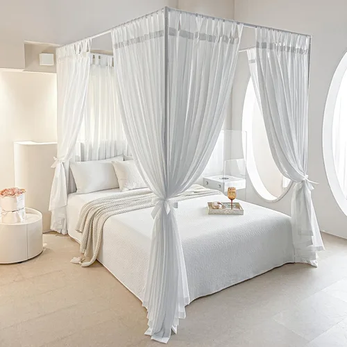 Vista 9 de AIKASY Tabla de cama con toldo con parte superior y velcro autoadhesivo (blanco-1, individual/individual extra largo)