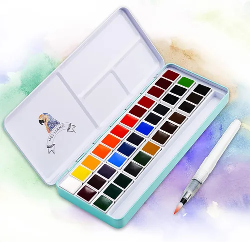 Vista 2 de Paquete de pintura de acuarela MeiLiang, 36 colores vivos con Arrtx 30 colores acrílicos para pintura rupestre, perfecto para estudiantes, niños