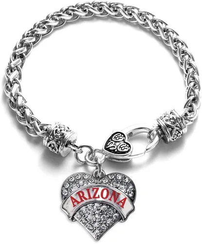Vista 23 de Pulsera de plata con dije de corazón pavé con joyas de circonita cúbica