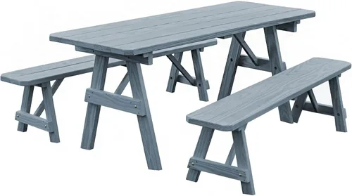 Vista 28 de Furniture Barn USA Pine - Mesa tradicional de 4 pies con 2 bancos, color negro