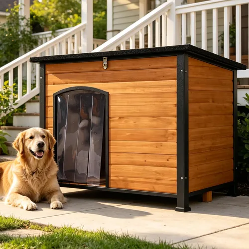 Vista 13 de 33.5" Heated Outdoor Dog House with Insulated Liner for Medium Breeds
