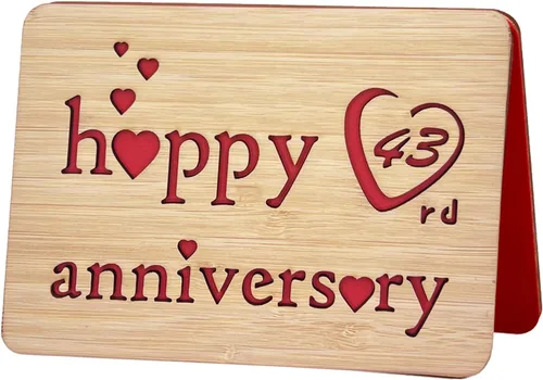 Vista 52 de Tarjeta de felicitación de madera para el primer aniversario, hecha a mano, 1 año, aniversario de boda, tarjeta de primer aniversario para ella, él