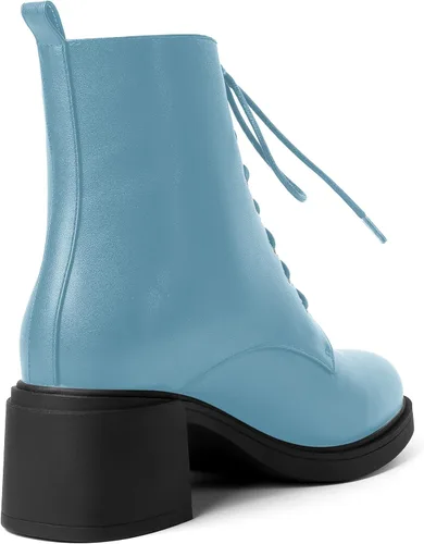 Vista 137 de ROSERWISH Botas altas de tacón bajo y grueso para mujer, con cordones, cómodas, modernas, con puntera redonda, de 2.5 pulgadas