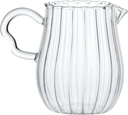 Vista 4 de CHOOLD Jarra de Crema de Cristal de Vidrio Creativo - Diseño de Rayas en Relieve, Jarra para Leche/Café/Servidor (4/5.5/9/12oz)