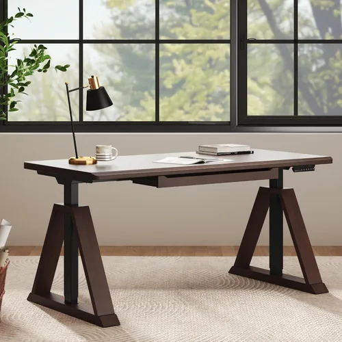 Vista 12 de FLEXISPOT WoodiX - Escritorio ejecutivo de pie de madera maciza