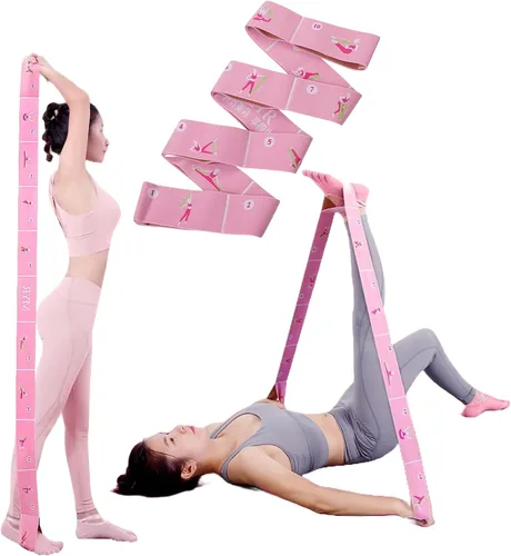 Vista 6 de Elastic Yoga Stretching Strap with 11 Loops, 2 PCS Stretch Straps for Physical Therapy, Pilates Stretch Band, Leg Stretching Strap, Elastic Exercise