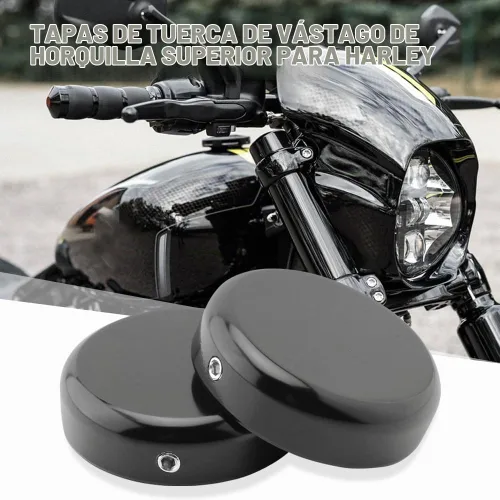 Vista 2 de FSFY 1 juego de tapas de tuerca de vástago de horquilla superior para Harley Davidson para Dyna para Softail