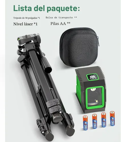 Vista 7 de Laser Level with 50” Tripod, 360° Self Leveling Cross Line Laser Level, Green Beam Horizontal and Vertical Line leveler Tool for Hanging Pictures