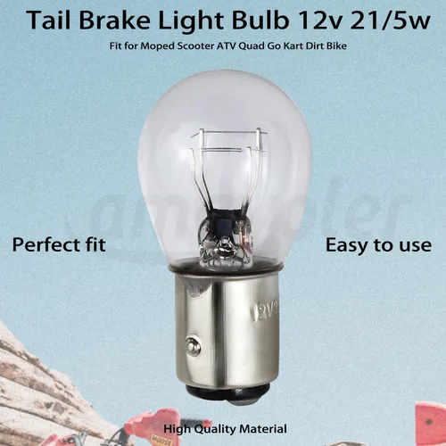 Vista 3 de Bombín de Luz de Freno Trasero 12v 5w 21w/5w Piezas de Reemplazo del Mercado de Posventa Compatibles con Ciclomotor, Scooter, ATV, Quad, Go Kart