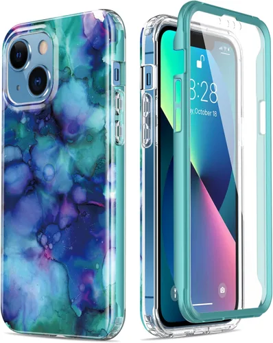 Vista 12 de Esdot Funda protectora para iPhone 13 Mini con protector de pantalla integrado, protección de grado militar con diseños de moda para mujeres