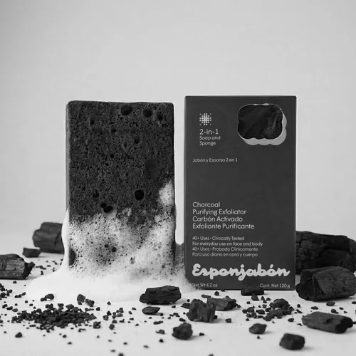 Vista 4 de T.Taio Esponjabon - Esponjas de jabón de madreperla y carbón, limpiadores de ducha que eliminan el aceite y la suciedad, esponjas para frotar pies